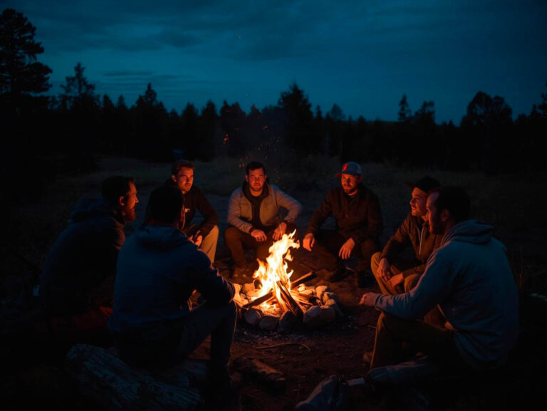 Men sitting around a fire