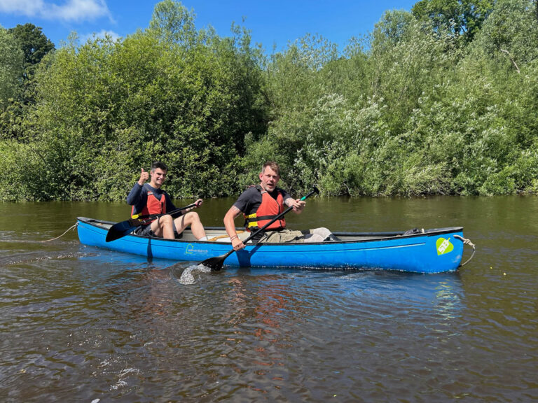 Kayaking on our 4-day retreat for men in Herefordshire.