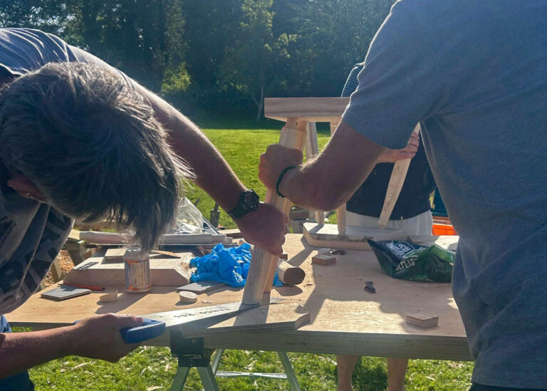 Woodworking on our 4-day retreat for men in Herefordshire.